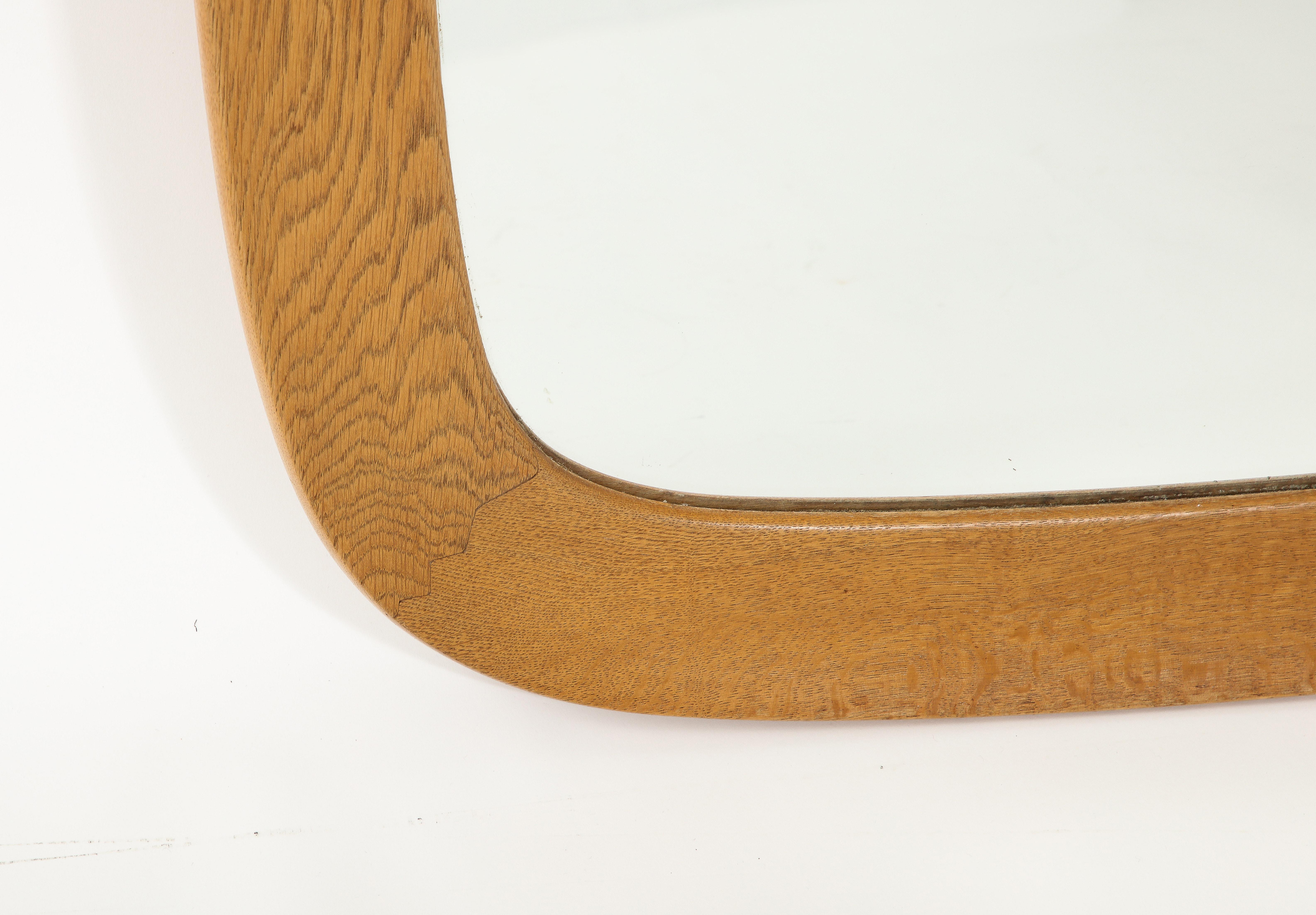 Large Fröseke AB Nybrofabriken Wall Mirror, Solid Oak Frame, Sweden, 1960's In Good Condition In New York, NY