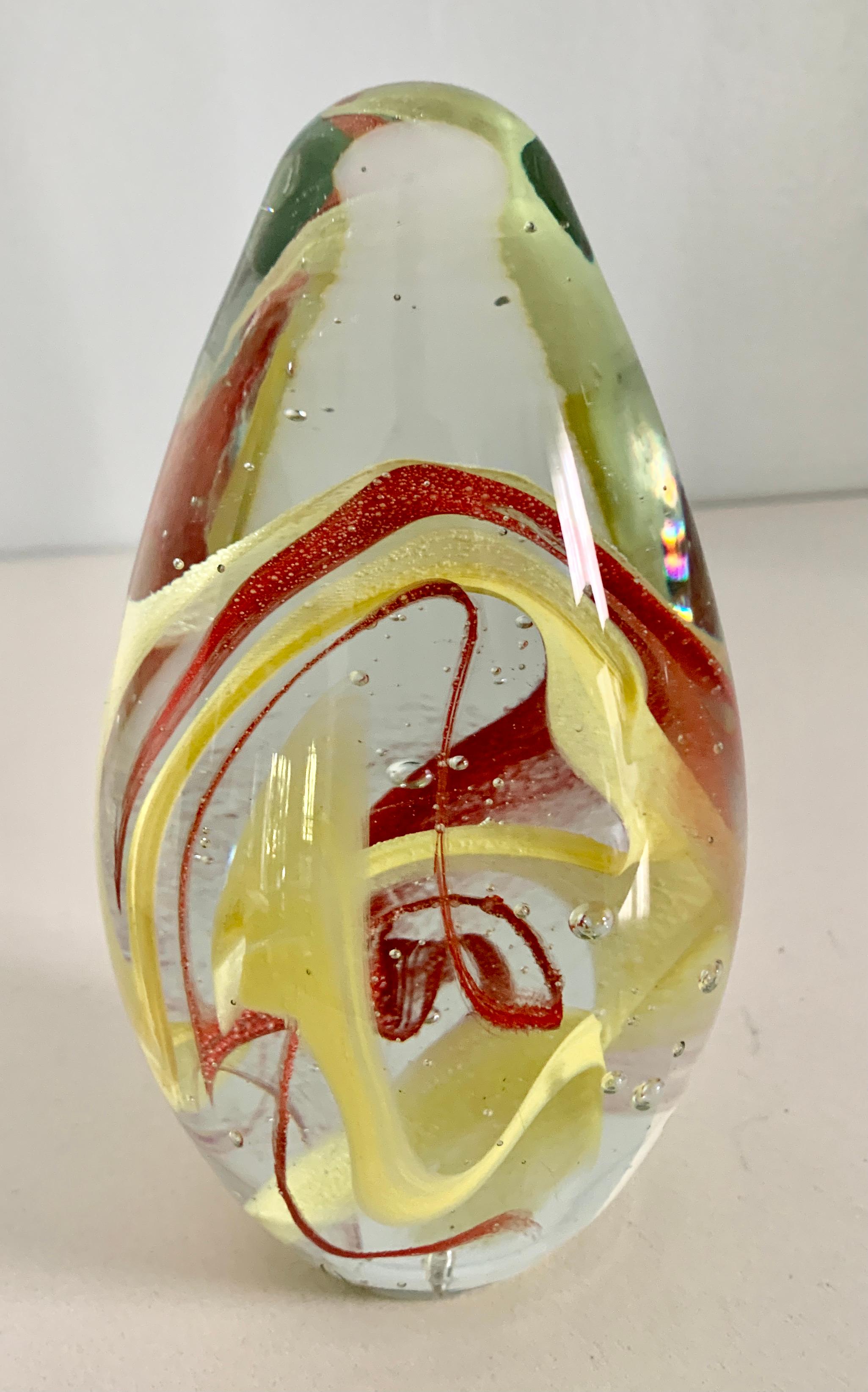 egg shaped glass paperweight