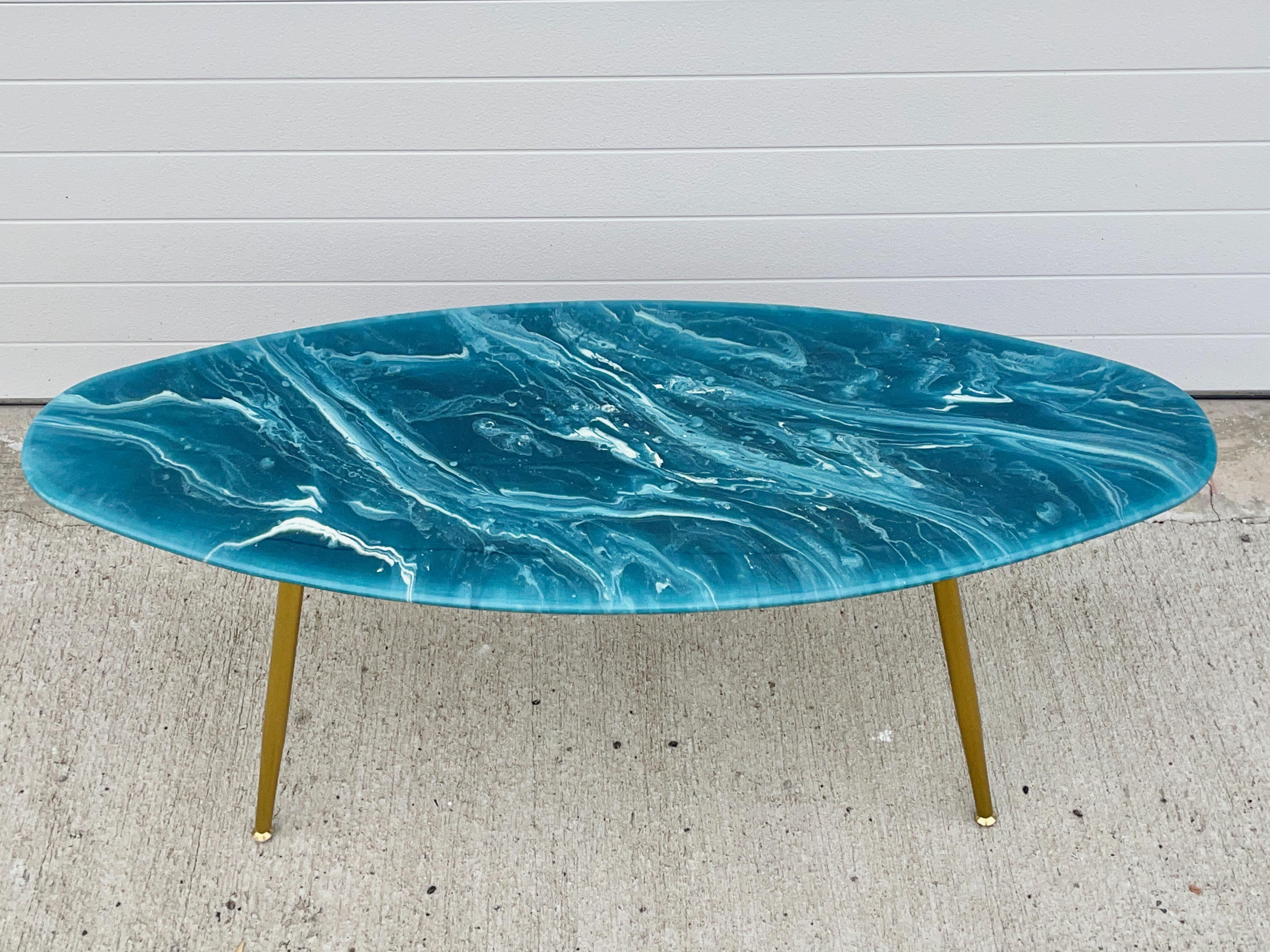 Mid-Century Modern Elliptical Oval MarbleCraft Cocktail Table For Sale