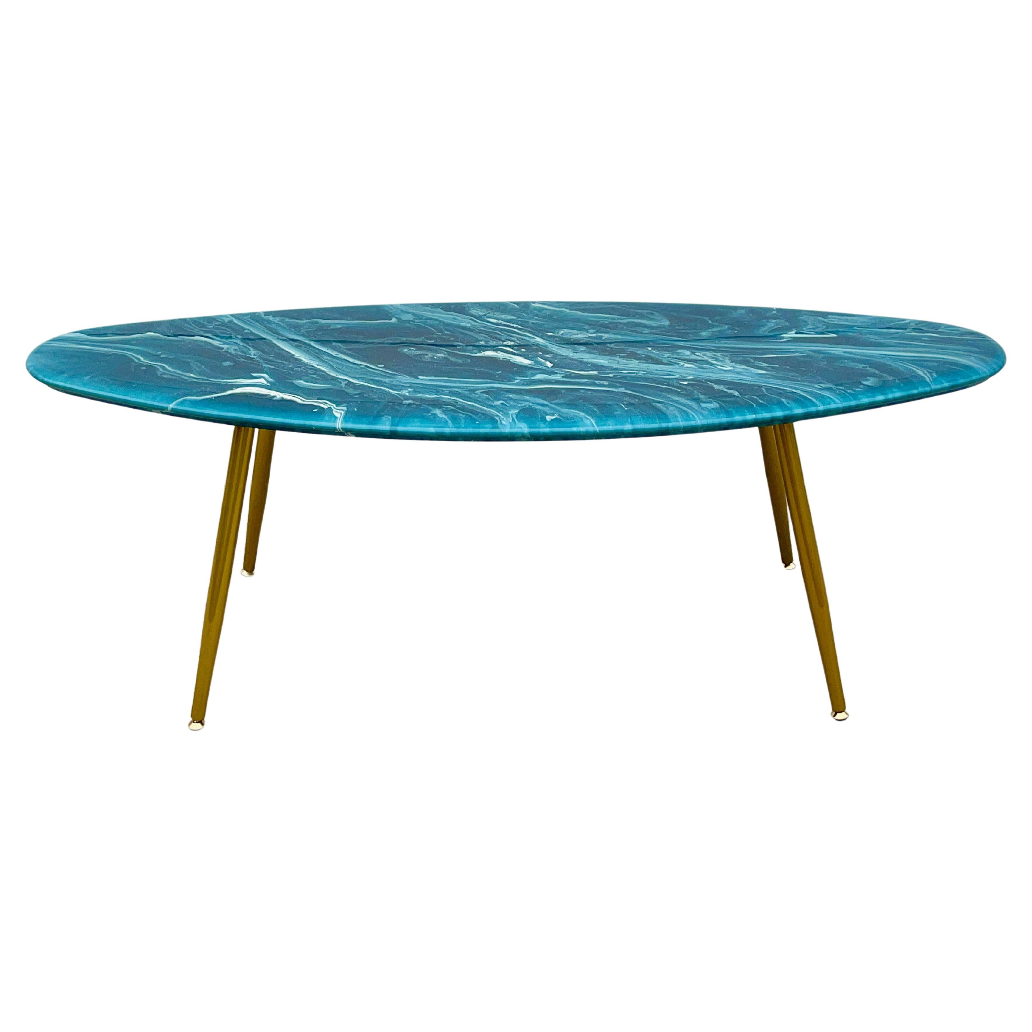 Elliptical Oval MarbleCraft Cocktail Table For Sale