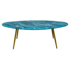 Table de cocktail ovale elliptique en marbre