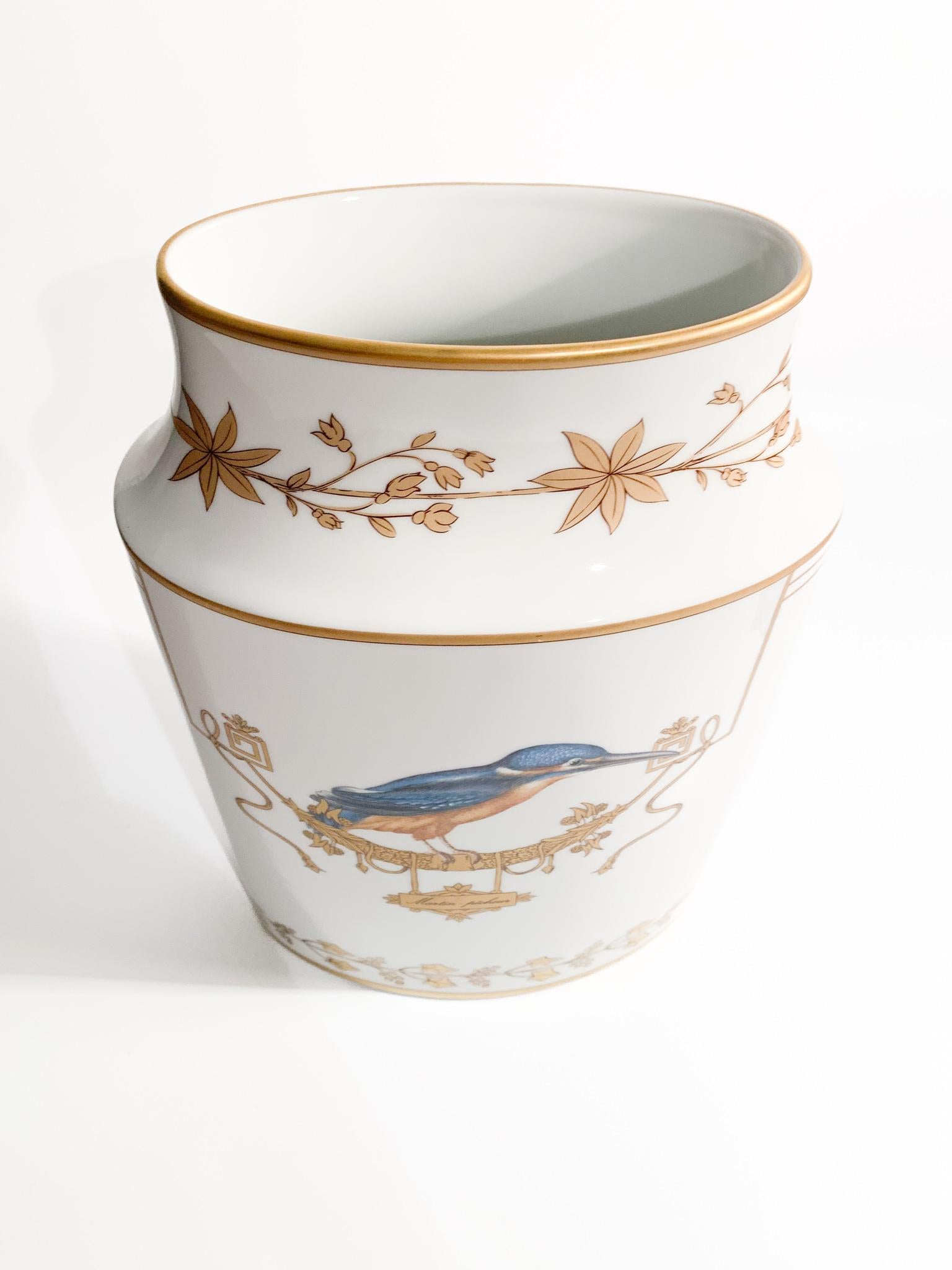 Elliptical Porcelain Volière Vase by Ginori 1735 7