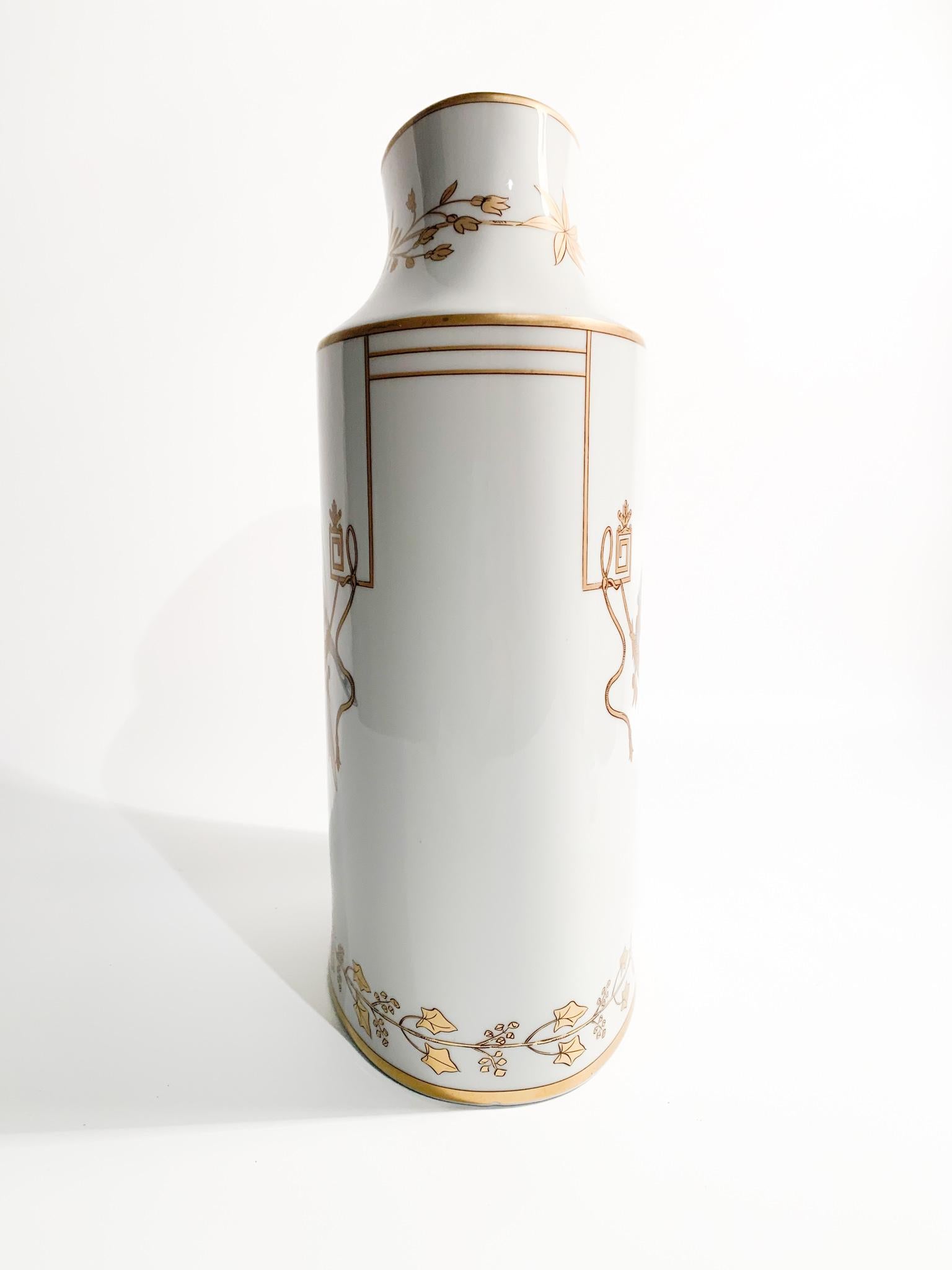 Late 20th Century Elliptical Porcelain Volière Vase by Ginori 1735