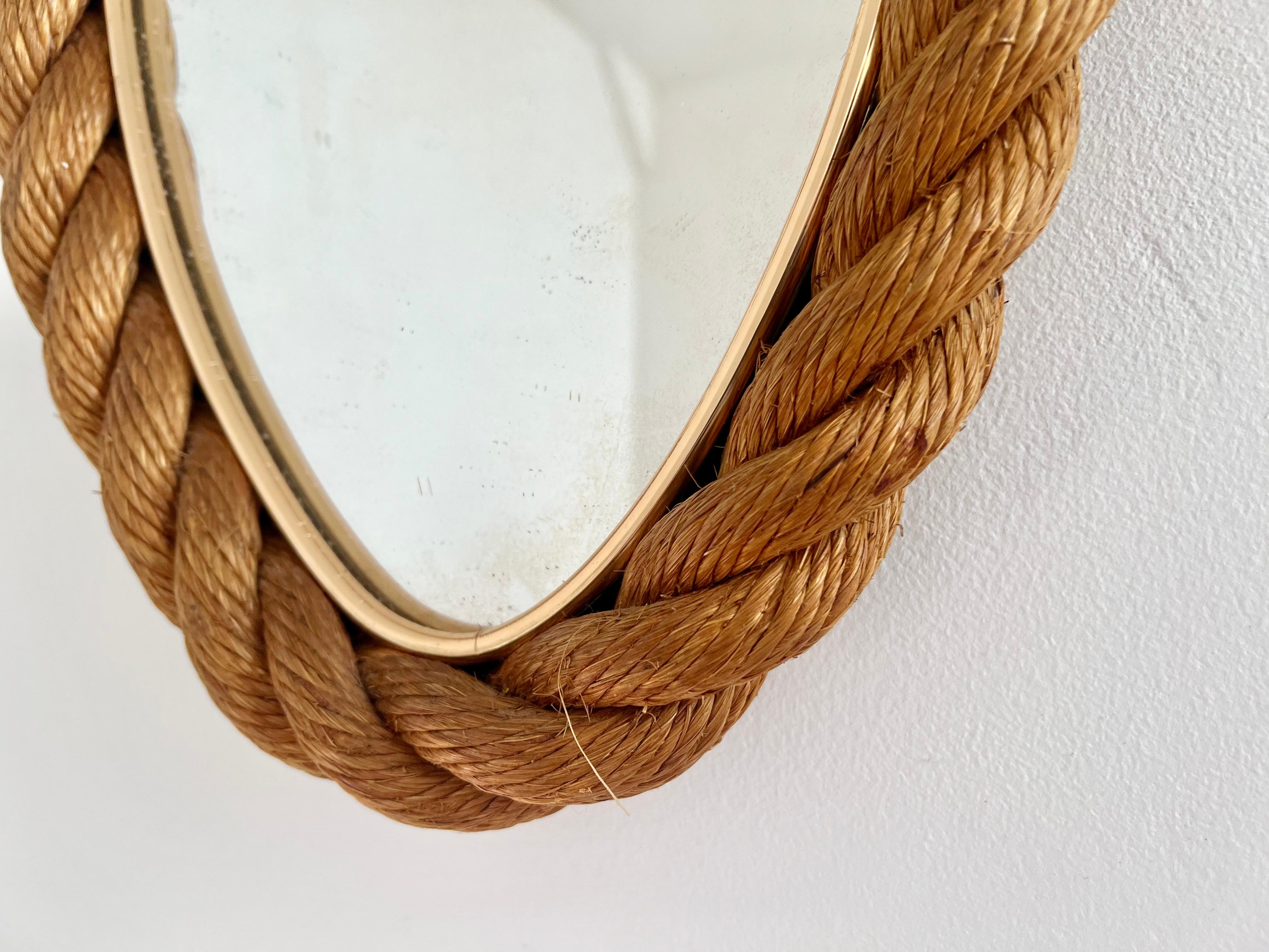Elliptical rope frame wall mirror, Audoux & Minet, France 1960s 6