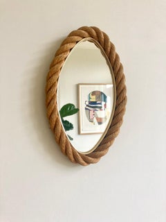Elliptical rope frame wall mirror, Audoux & Minet, France 1960s
