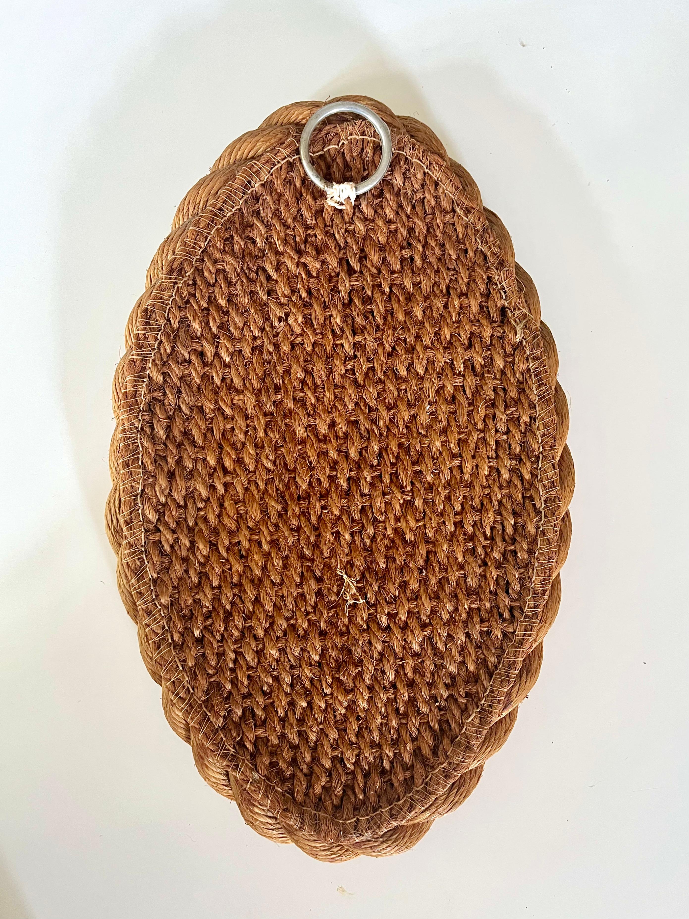 Elliptical rope frame wall mirror, Audoux & Minet, France 1960s 2