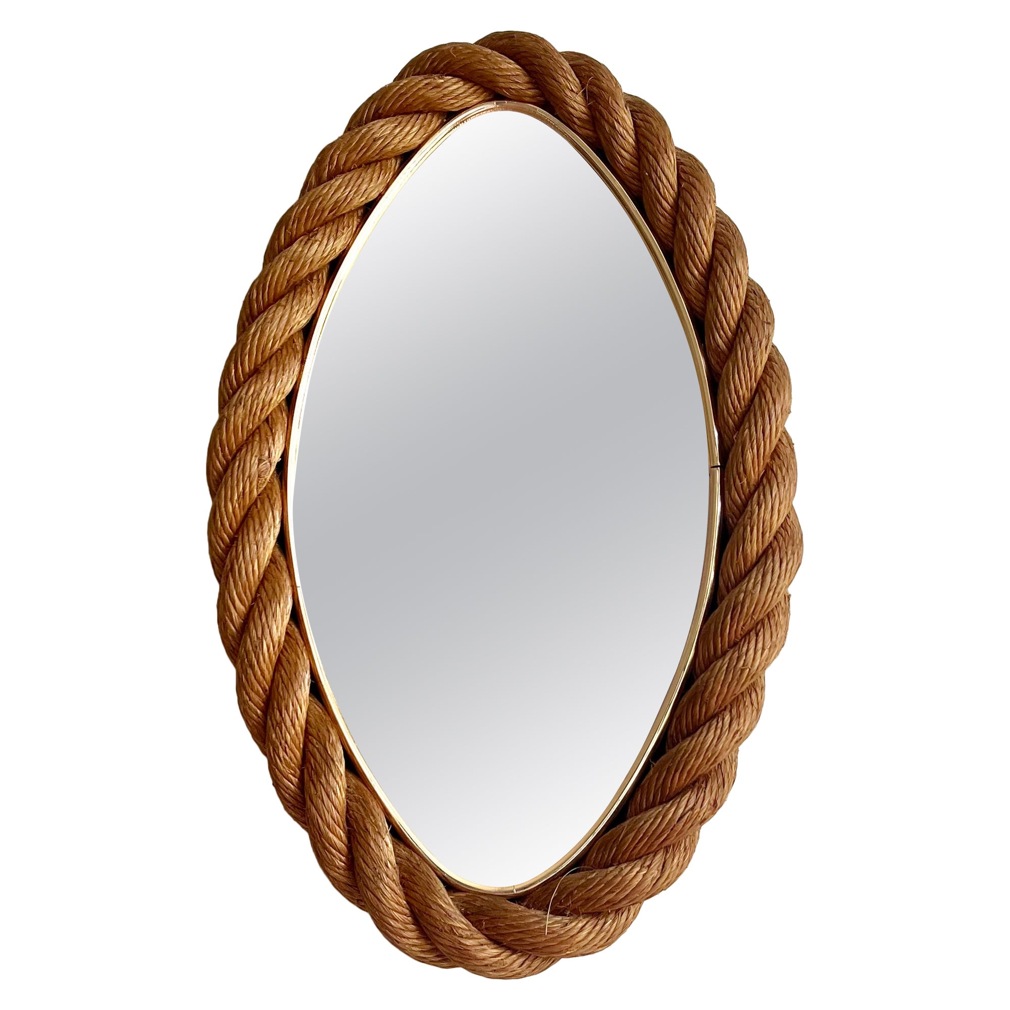 Elliptical rope frame wall mirror, Audoux & Minet, France 1960s