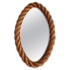 Elliptical rope frame wall mirror, Audoux & Minet, France 1960s