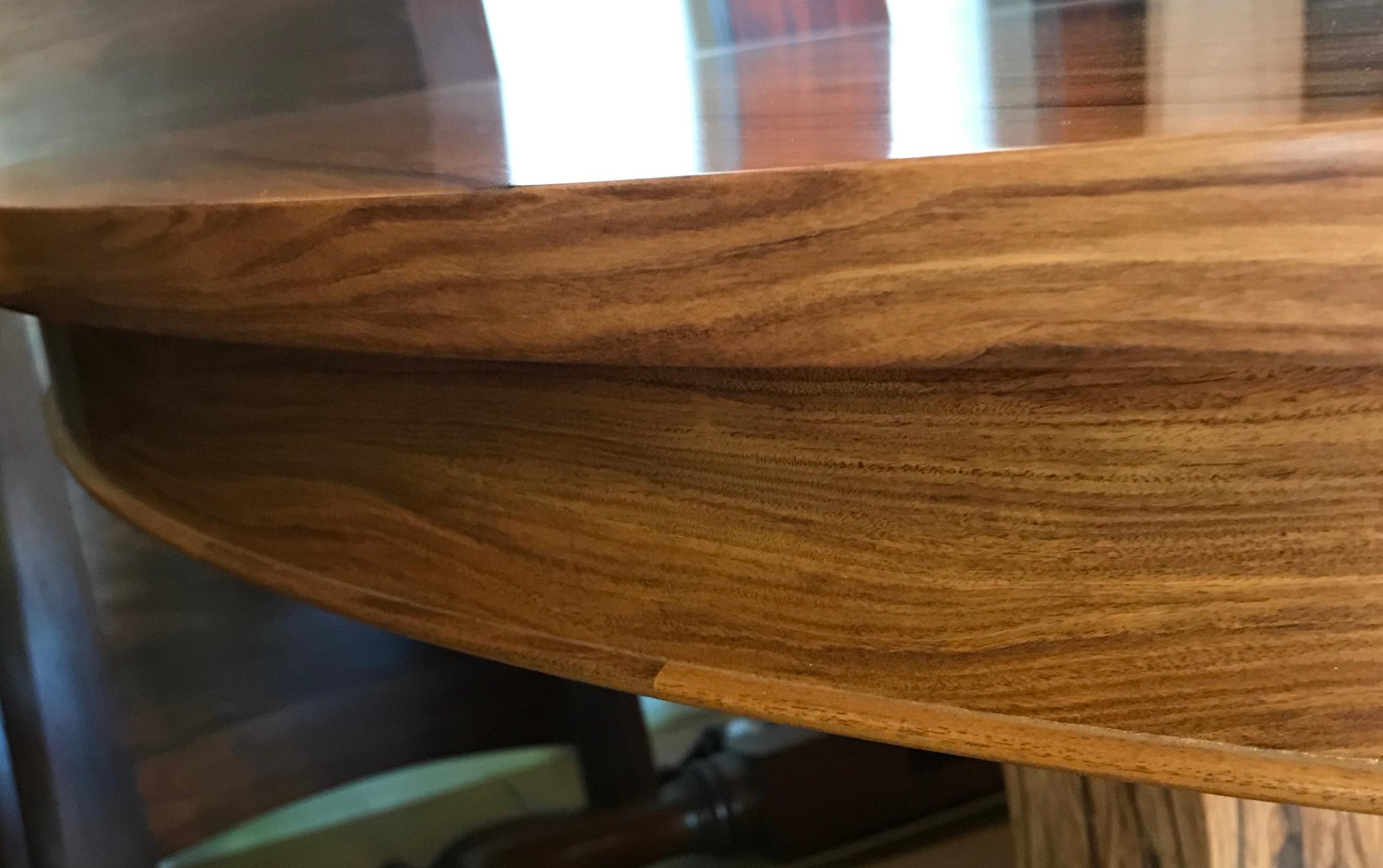 Modern Elliptical Bolivian Rosewood and Steel Center Hall or Dining Table