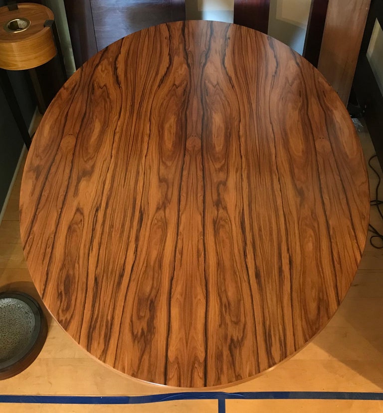 American Elliptical Bolivian Rosewood and Steel Center Hall or Dining Table For Sale