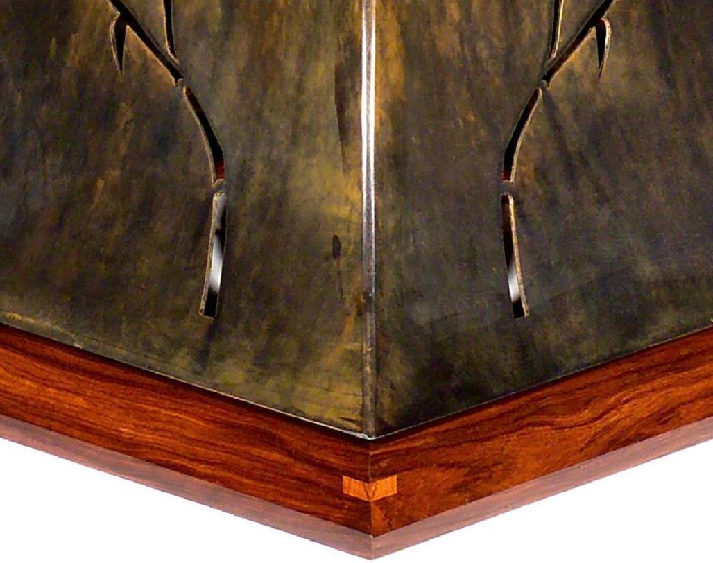 Elliptical Bolivian Rosewood and Steel Center Hall or Dining Table In Excellent Condition In Wilton, CT