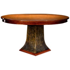 Elliptical Bolivian Rosewood and Steel Center Hall or Dining Table