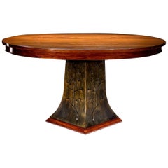 Elliptical Bolivian Rosewood and Steel Center Hall or Dining Table