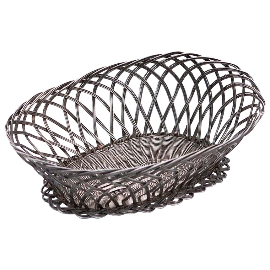 Elliptical silver wire basket