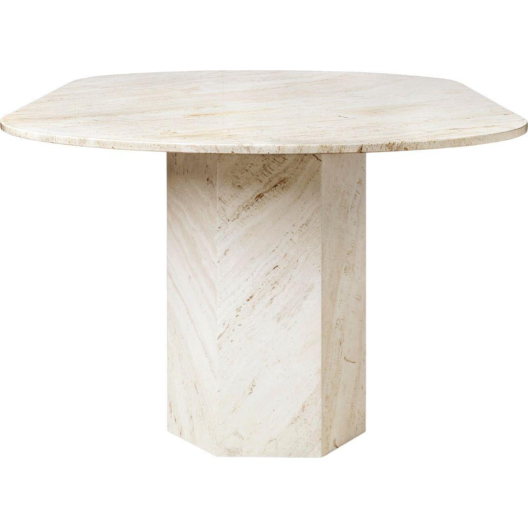 Mid-Century Modern Elliptical Travertine Epic Dining Table by Gamfratesi for Gubi in Neutral White For Sale