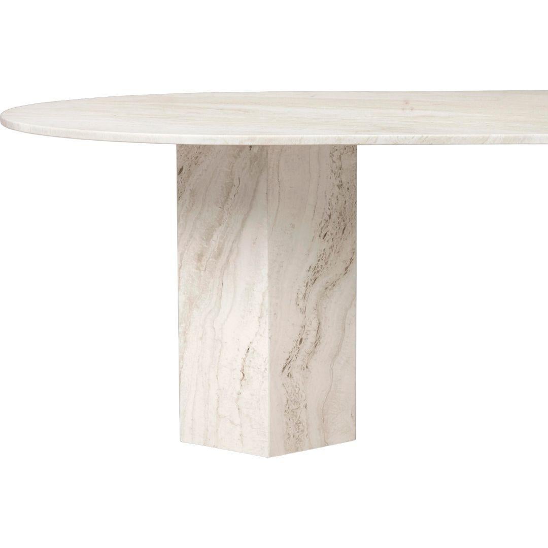 Contemporary Elliptical Travertine Epic Dining Table by Gamfratesi for Gubi in Neutral White For Sale