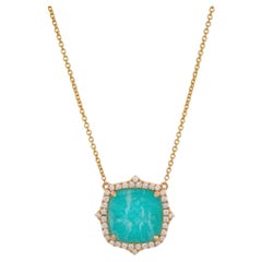 Ellis  18k Yellow Gold Necklace – 4.88 ct Amazonite & .21 ctw Natural Diamonds