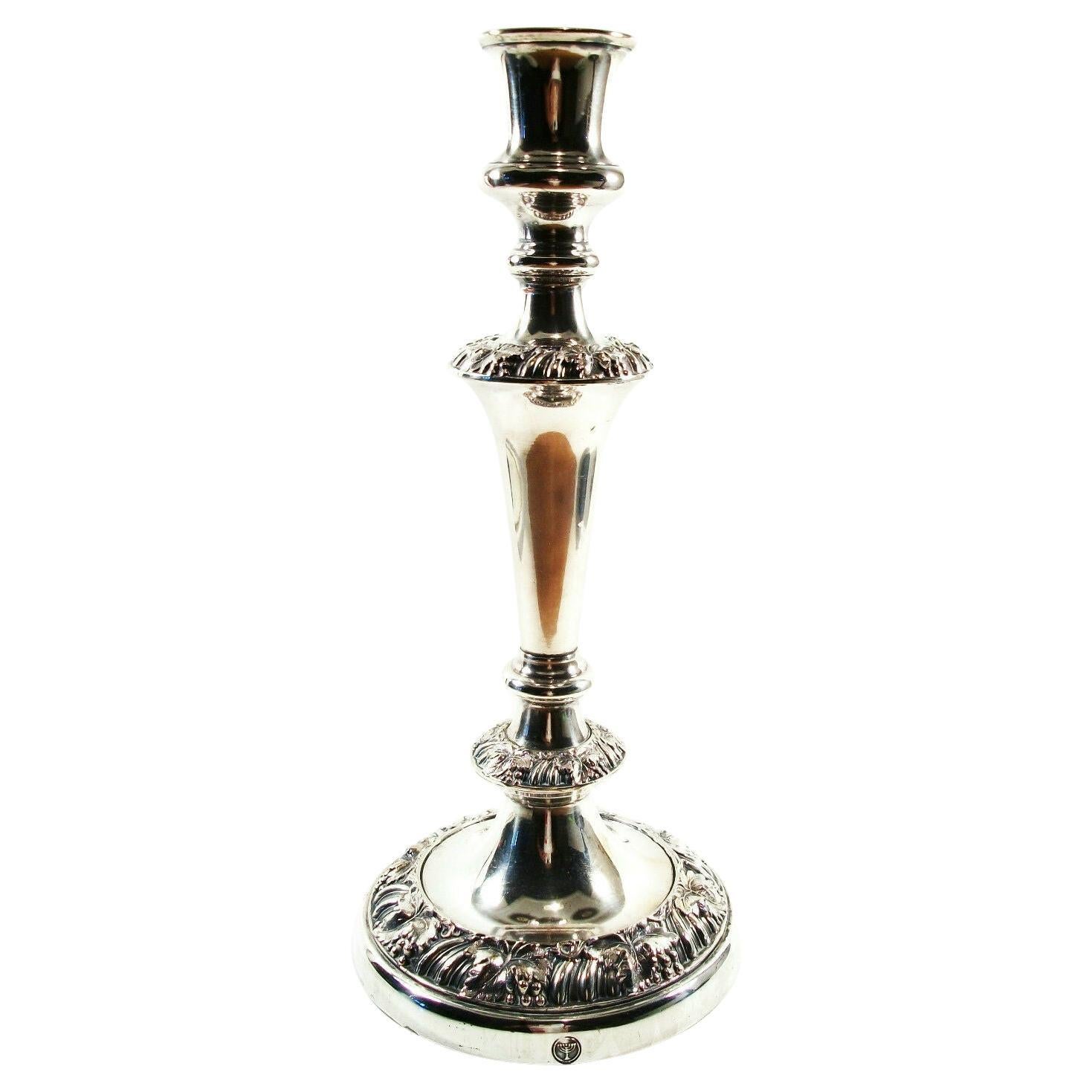 Ellis Barker, Antique Silver Plate Candlestick, England, Early 20th Century