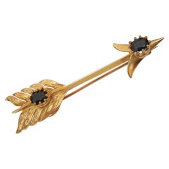 Ellis Bros., Antique Black/Blue Spinel & Gold Arrow Brooch, Canada, C.1910