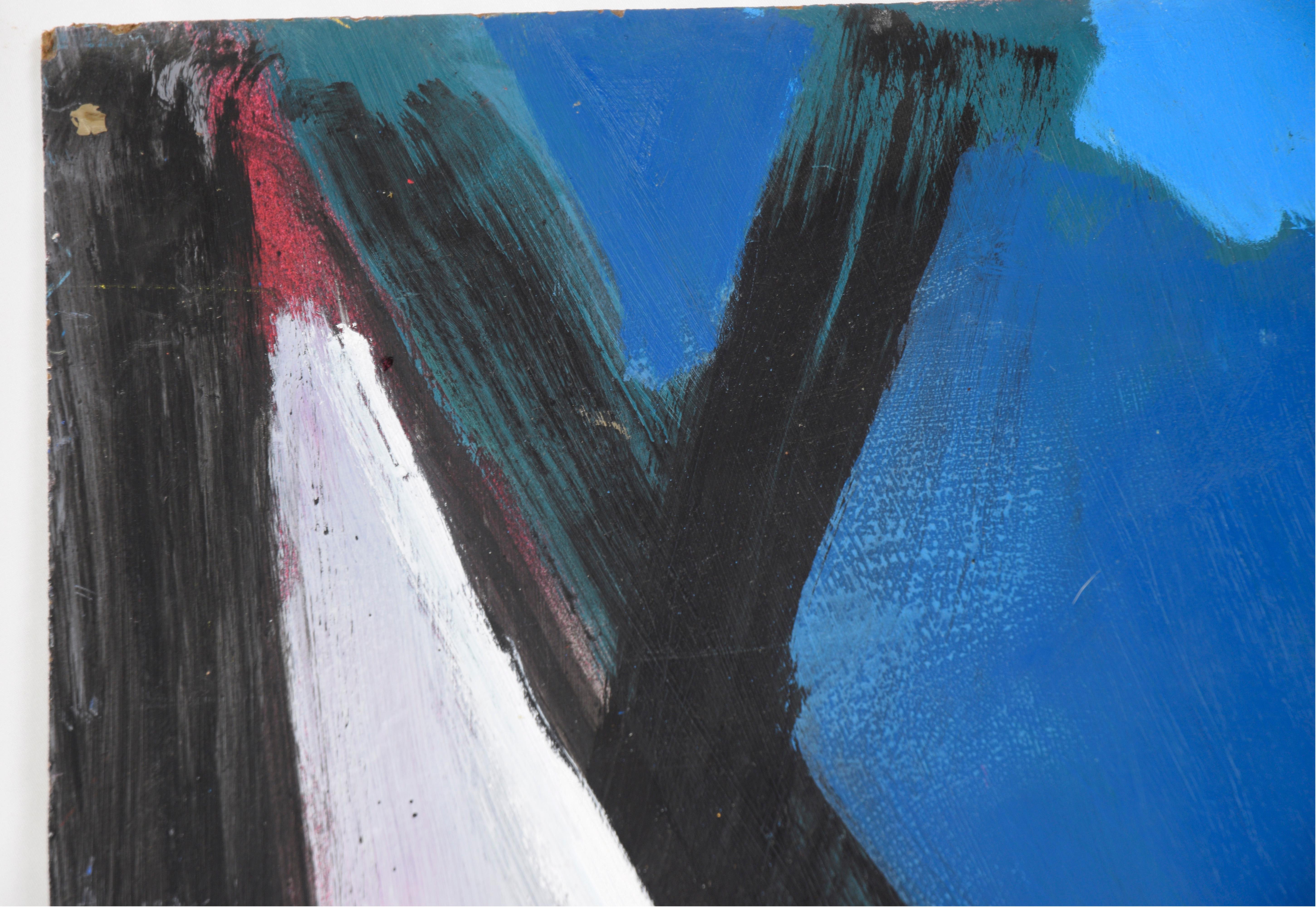 Bay Area Abstract Geometric Painting with Red Circle For Sale 2