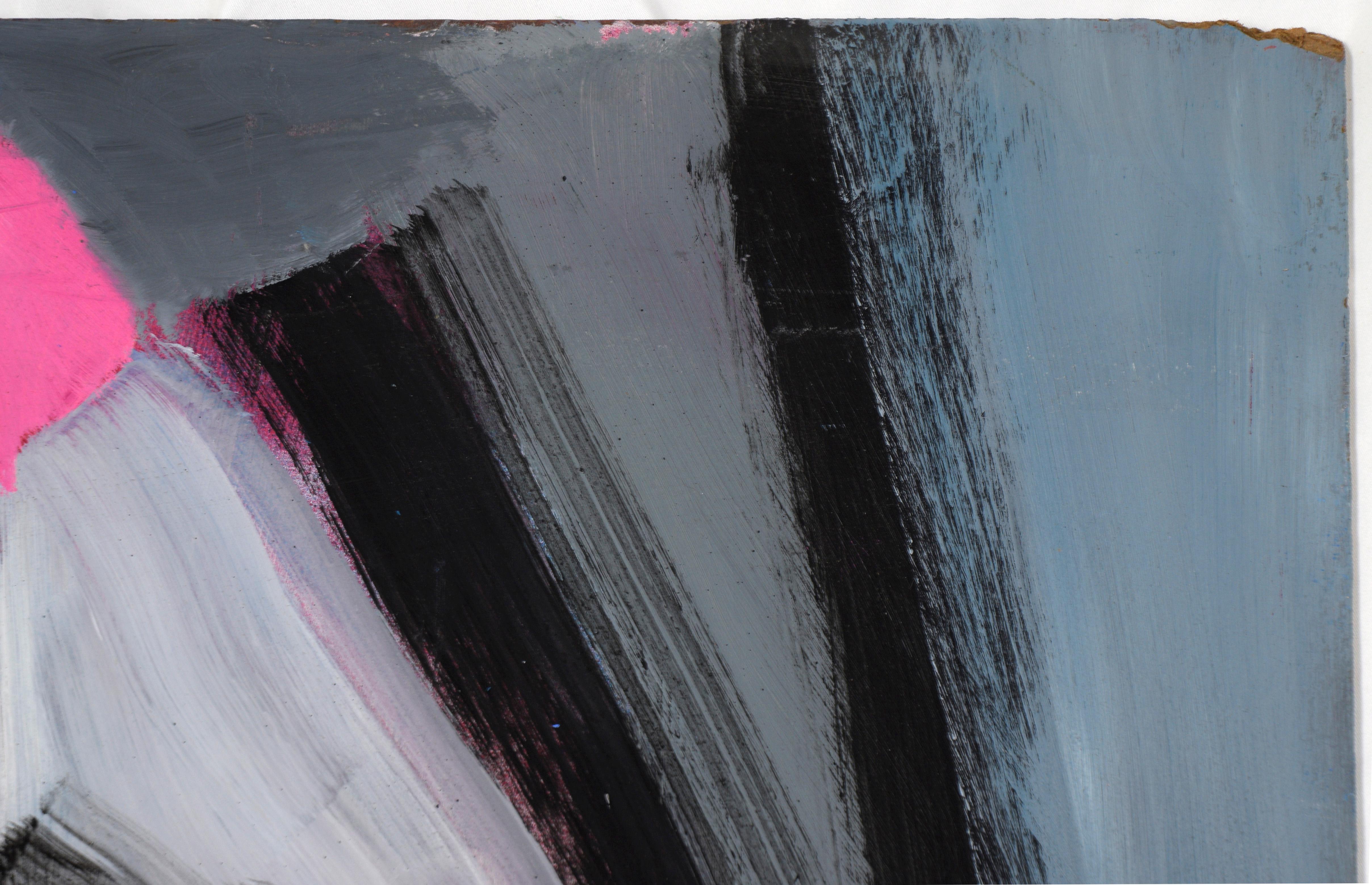 Bay Area Abstract Geometric Painting with Red Circle For Sale 3