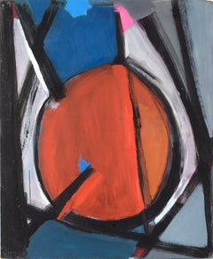 Peinture géométrique abstraite de la baie de San Francisco avec cercle rouge