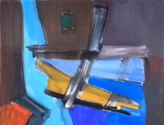 Bay Area Abstract Painting with Viridian Green Square