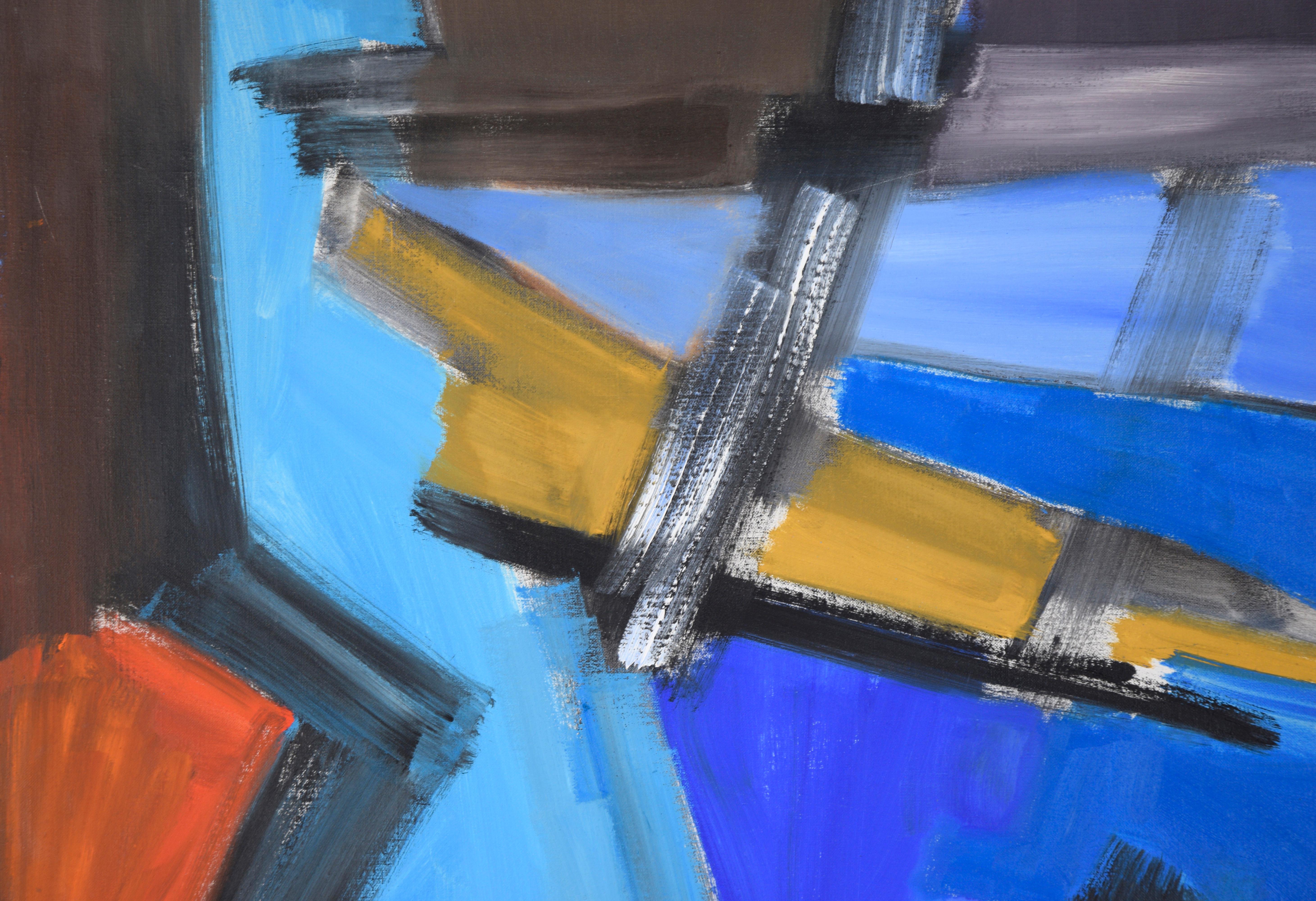 Bay Area Abstract Painting with Viridian Green Square For Sale 3