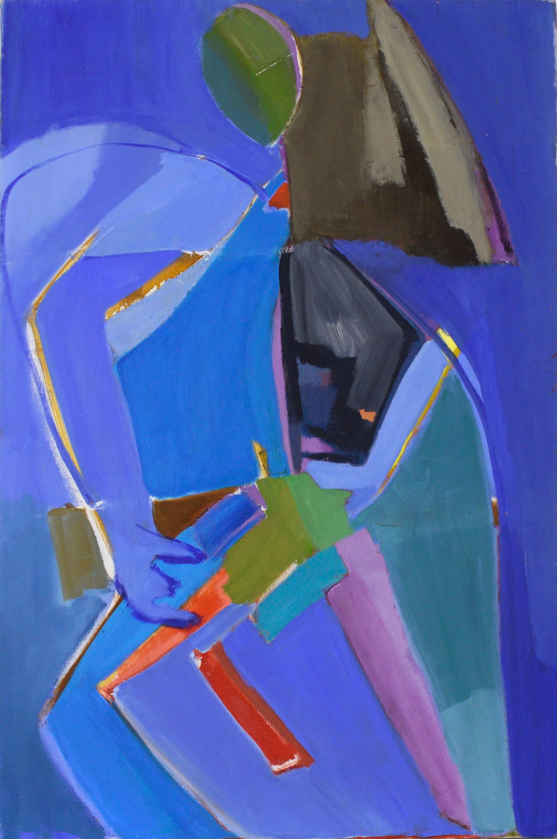 Ellis Hopkins Abstract Painting – Bay Area Kubistische Figur in Öl auf Leinwand