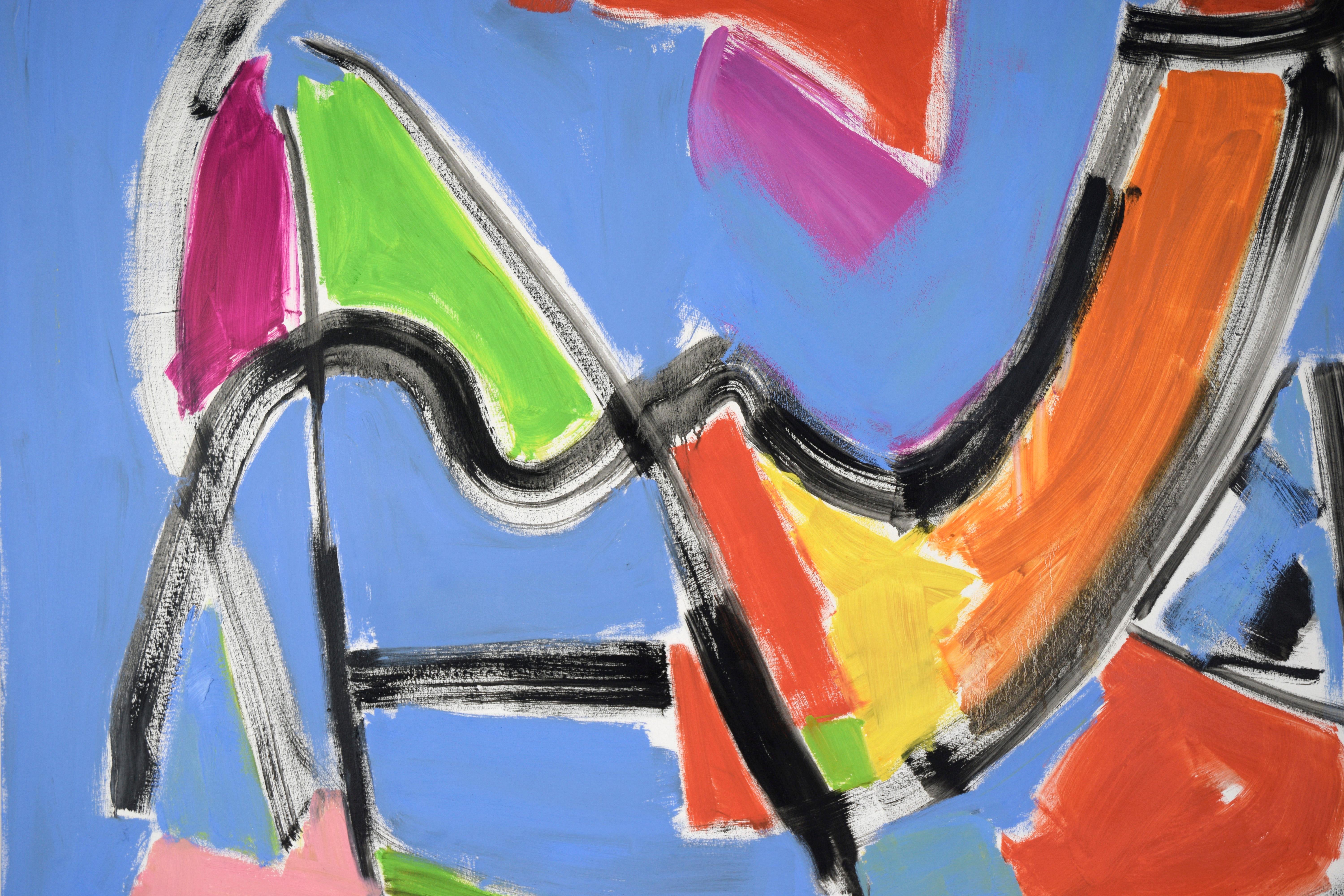 Bold Gestural Abstract Composition with Vibrant Greens and Reds - Painting by Ellis Hopkins