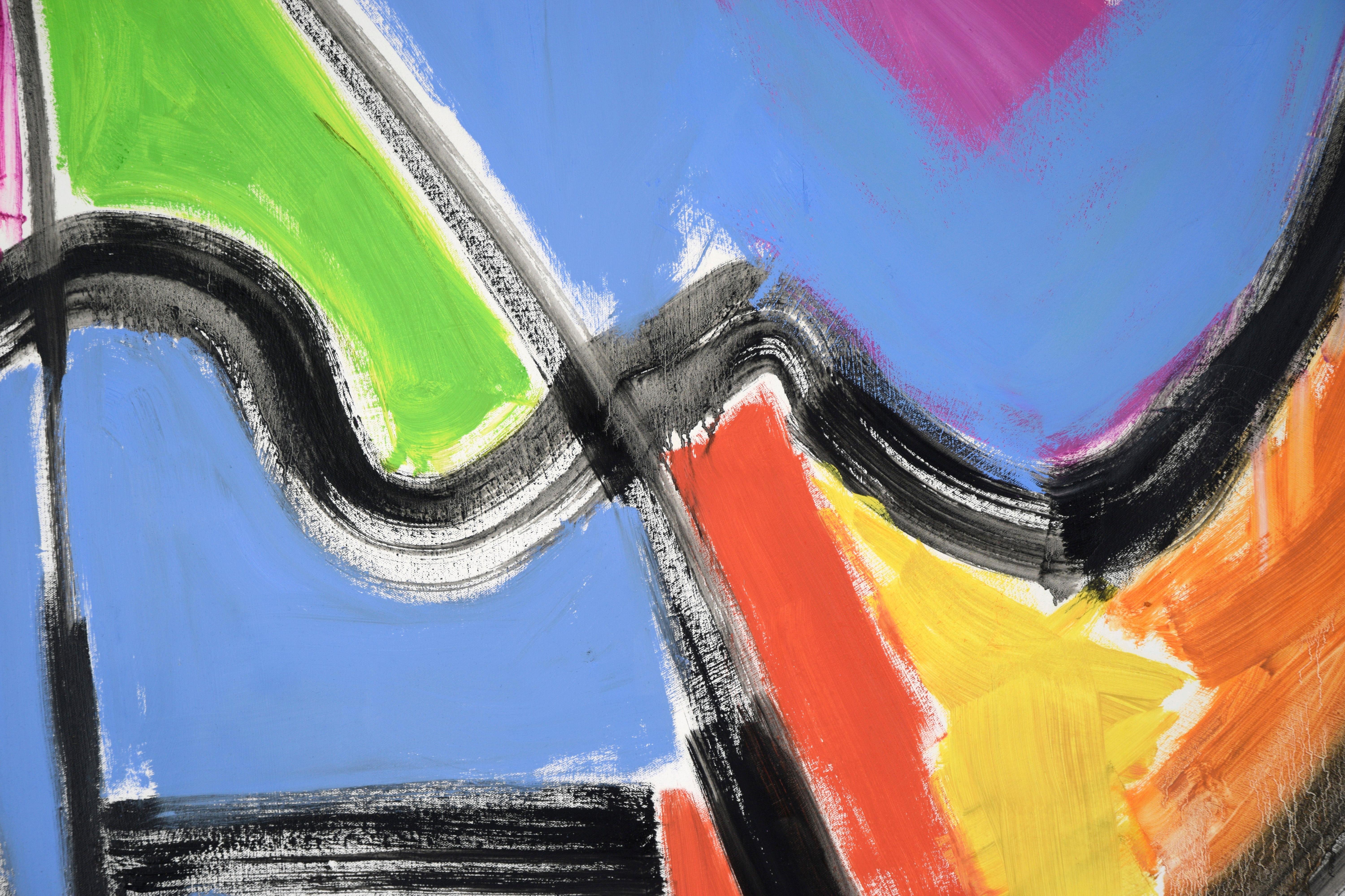 Bold Gestural Abstract Composition with Vibrant Greens and Reds - Abstract Expressionist Painting by Ellis Hopkins