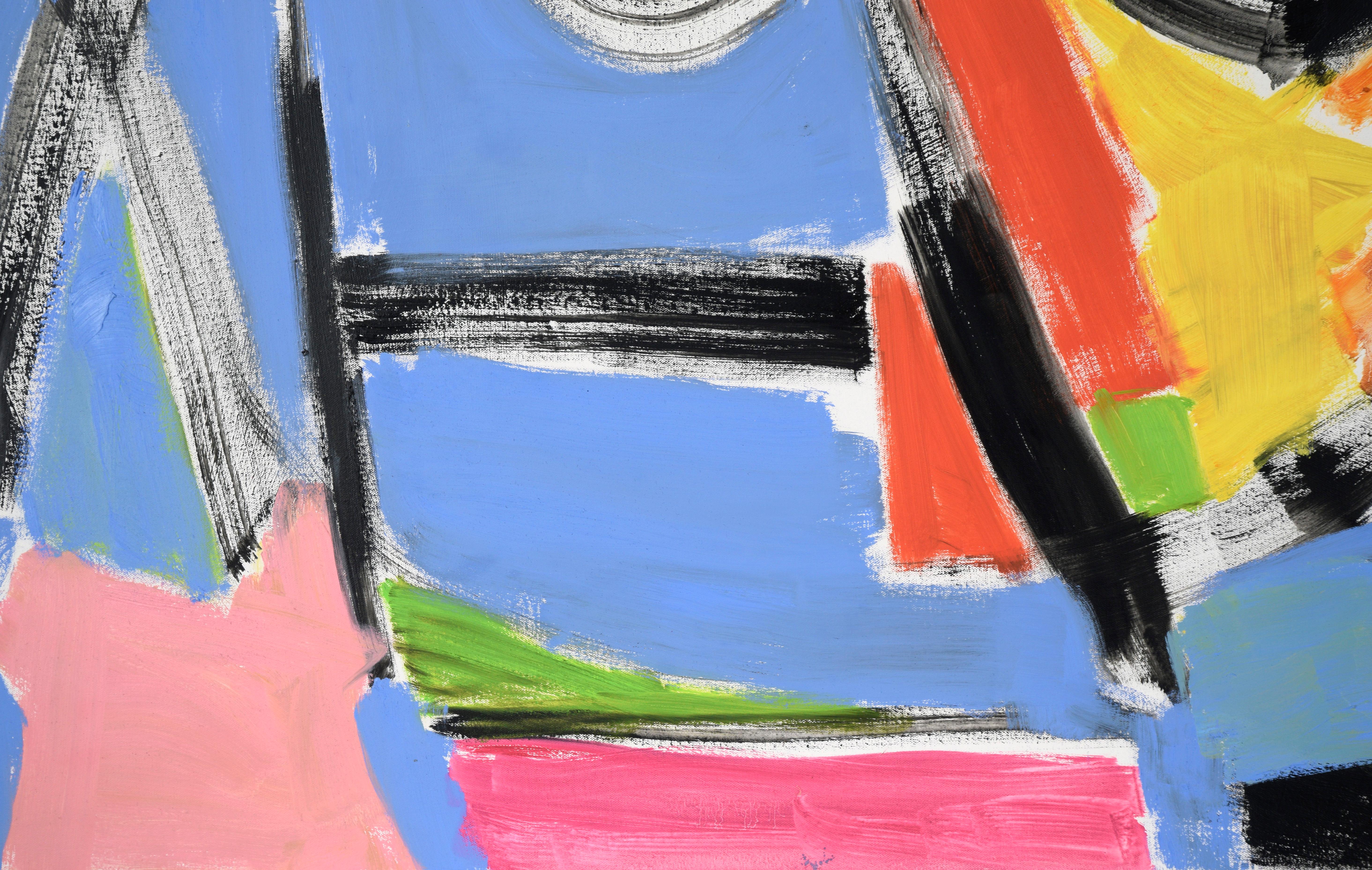 Bold Gestural Abstract Composition with Vibrant Greens and Reds For Sale 1