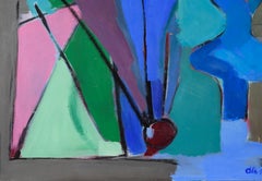 Natura morta astratta a blocchi di colore con busto