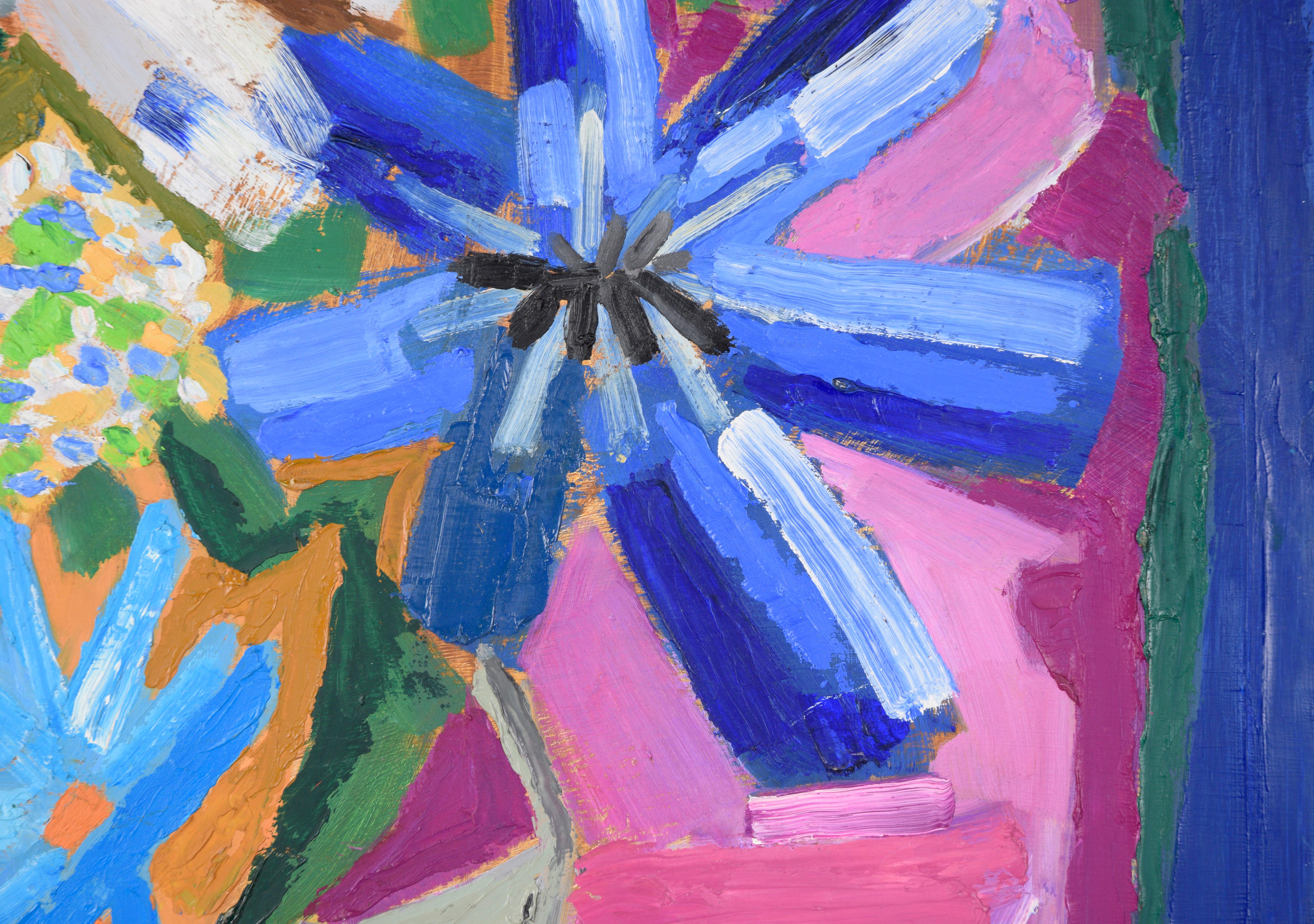 Nature morte moderniste colorée avec fleurs en empâtement Style d'Emily Sillman en vente 1