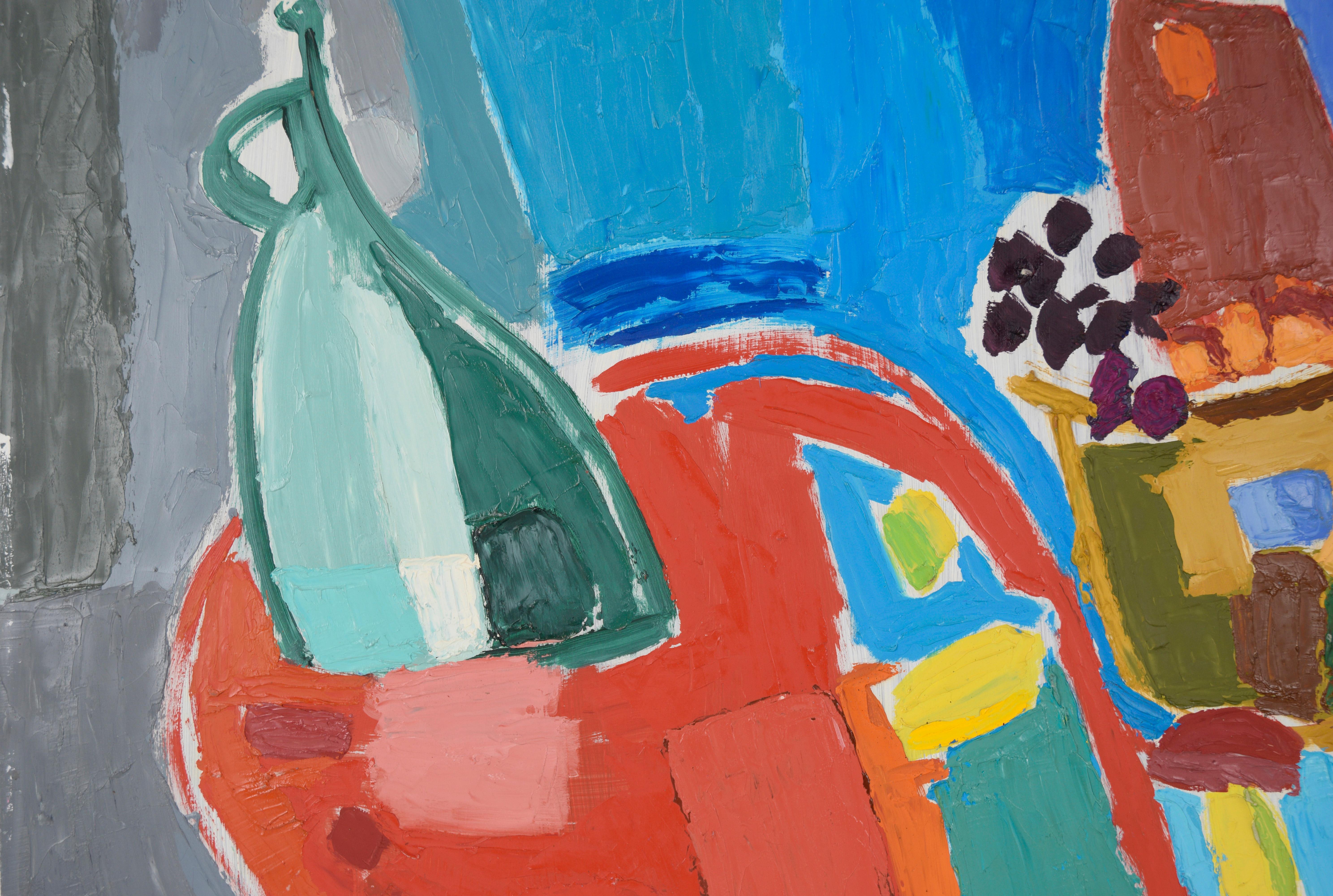 Colorful Modernist Still Life with Jug and Plant For Sale 1