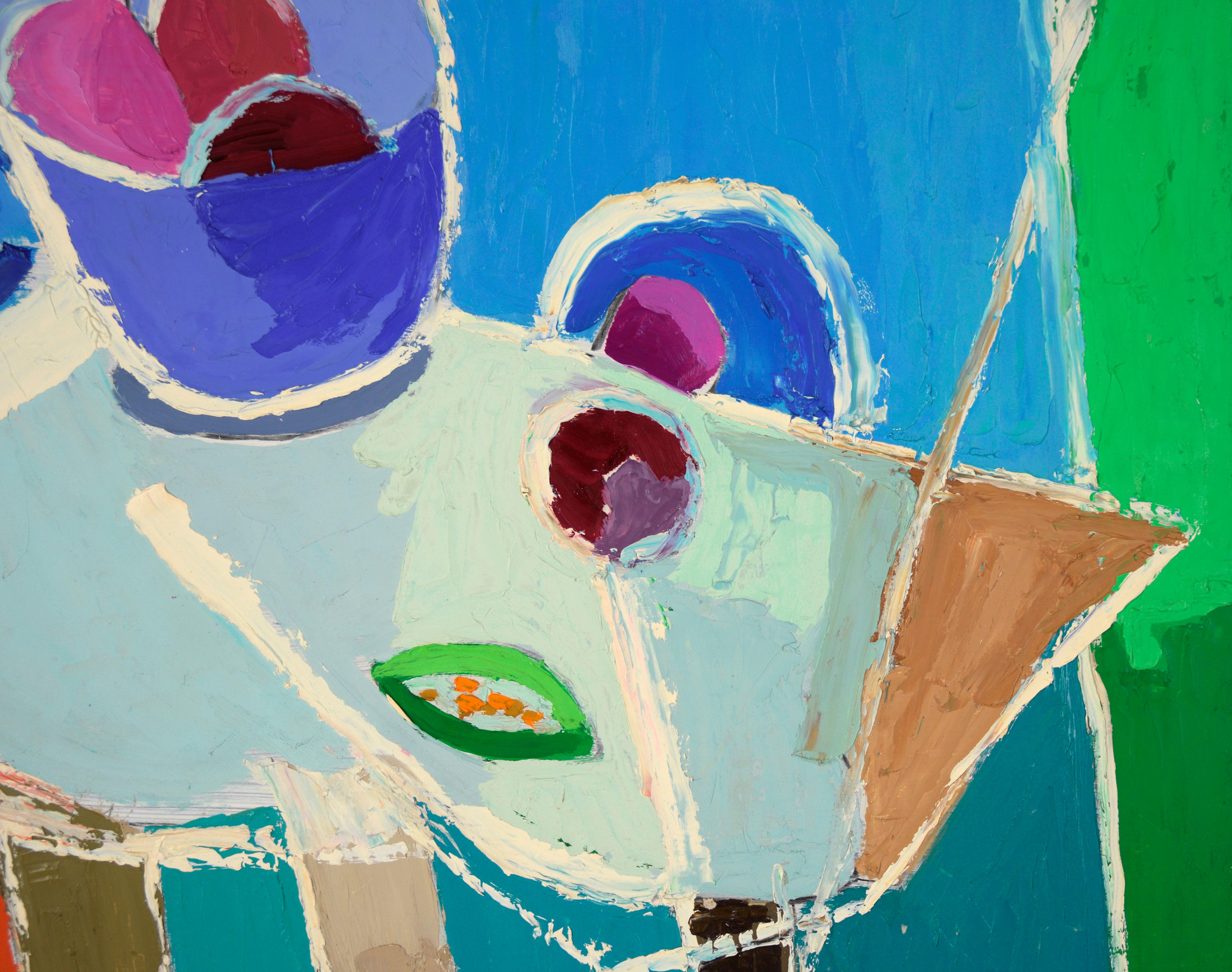 Kubistisches Stilleben mit Zwiebeln und Vase (zweiseitig) in Öl auf Masonit (Amerikanische Moderne), Painting, von Ellis Hopkins