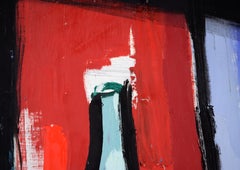 Cubist Still Life with Wine Bottle and Plant (Two-Sided) in Oil on Masonite