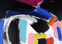 Astrazione a blocchi di colore multicolore di grandi dimensioni in acrilico su tela