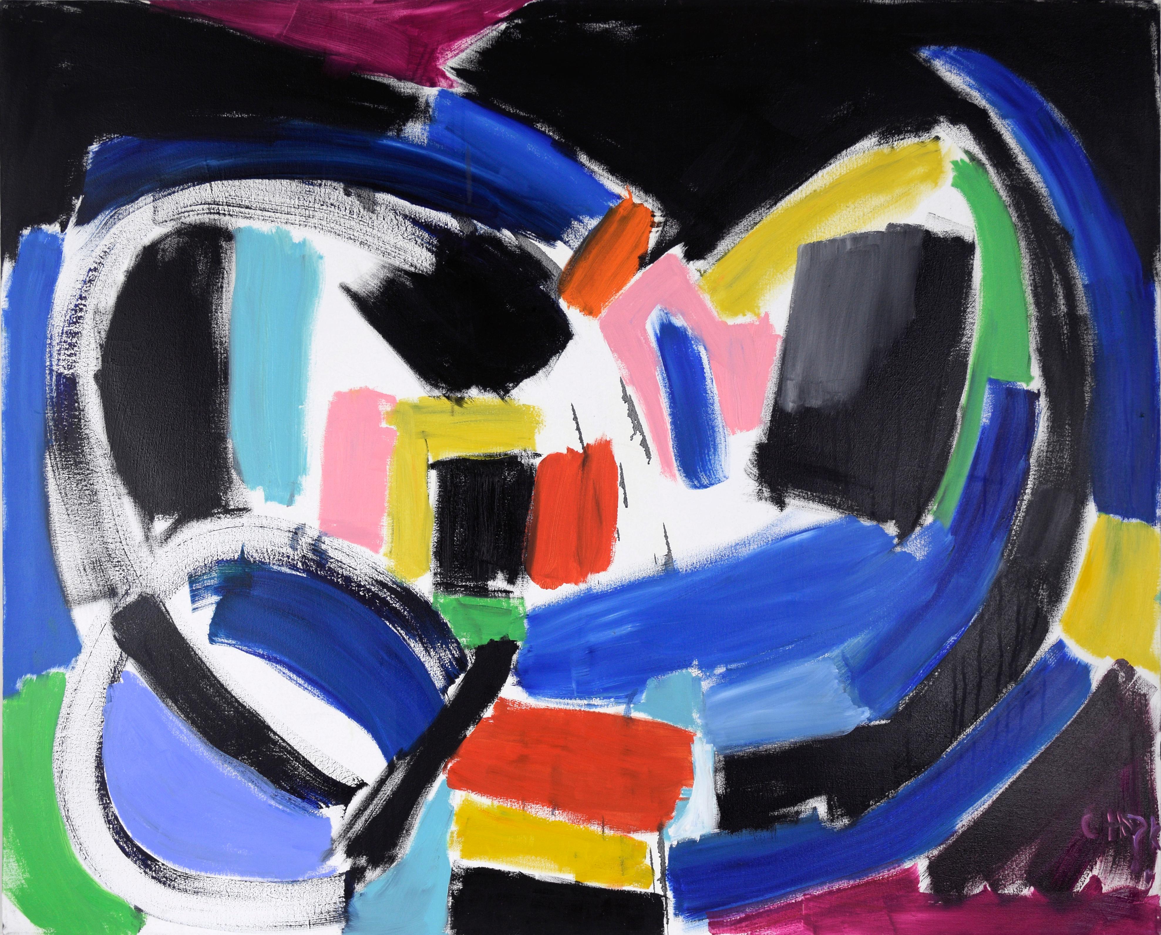 Ellis Hopkins Abstract Painting - Large-Scale Multicolored Color Block Abstraction in Acrylic on Canvas