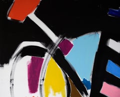 Large-Scale Multicolored Gestural Abstraction with Circle in Acrylic on Canvas