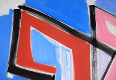 Red 7 and Pink Z - Large-Scale Abstract Composition in Acrylic on Canvas
