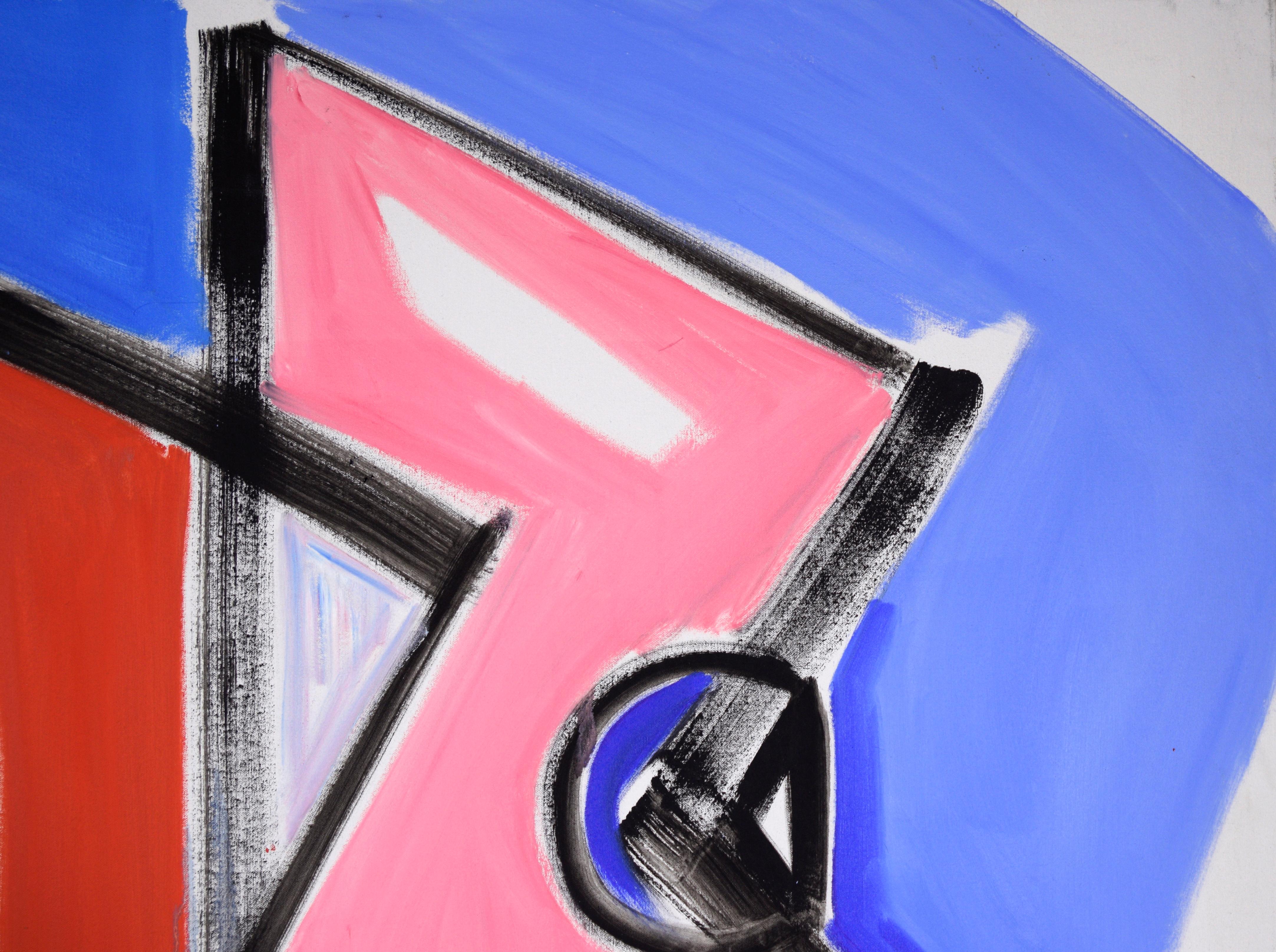 Red 7 and Pink Z - Large-Scale Abstract Composition in Acrylic on Canvas - Color-Field Painting by Ellis Hopkins