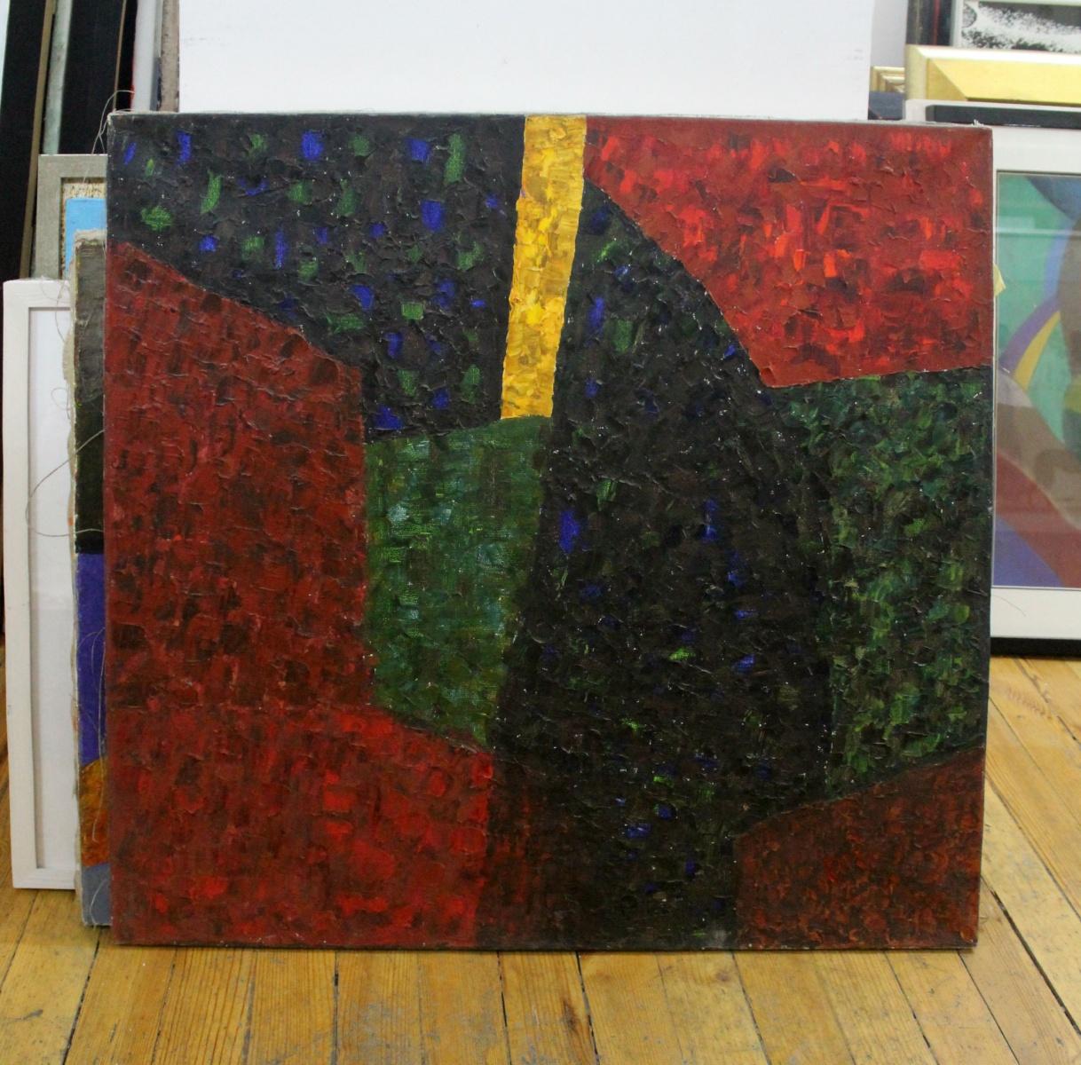 Arezzo, mon amour - XXIe siècle, peinture abstraite à l'huile, couleurs vibrantes, géométrique - Painting de Ellis Ostrowska