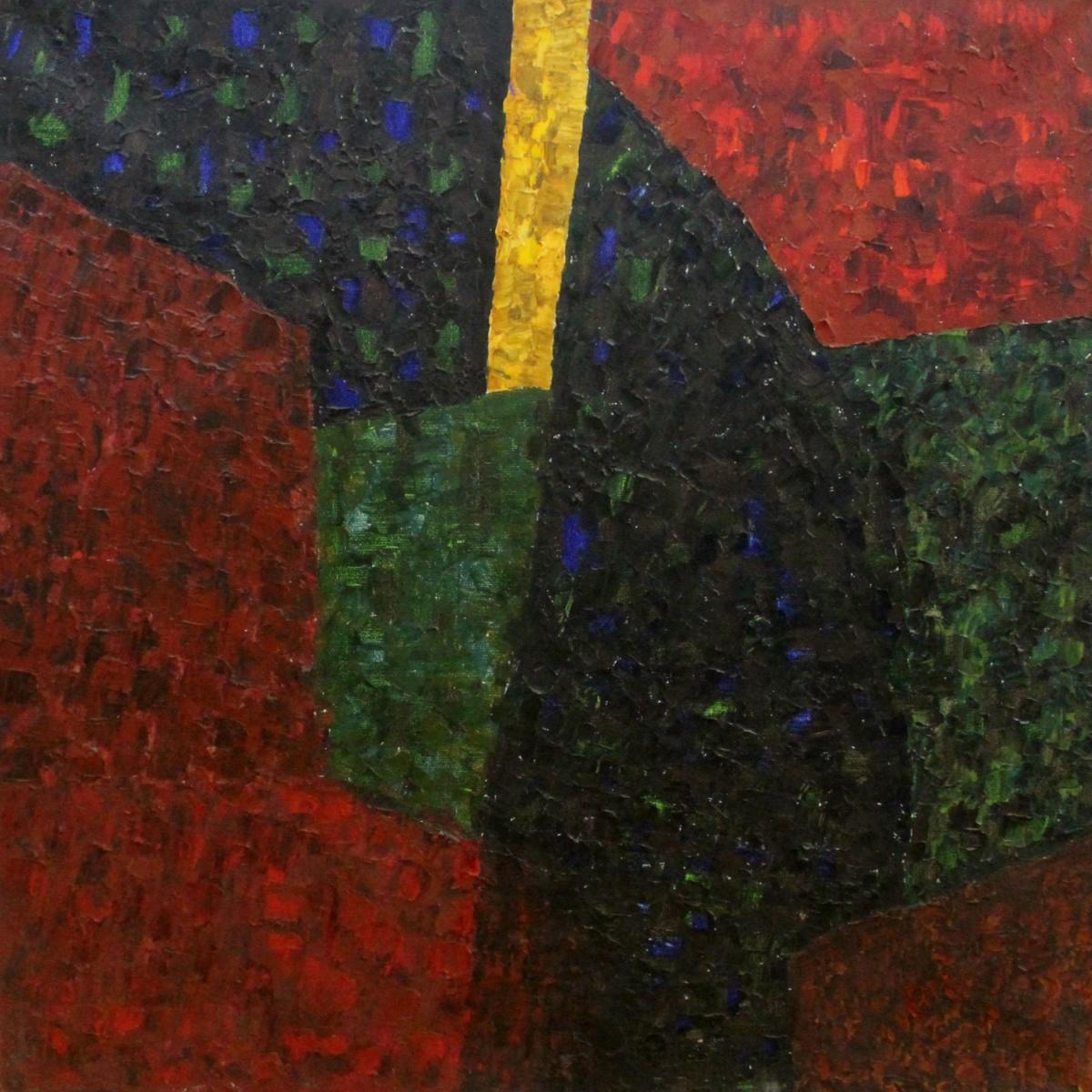 Abstract Painting Ellis Ostrowska - Arezzo, mon amour - XXIe siècle, peinture abstraite à l'huile, couleurs vibrantes, géométrique