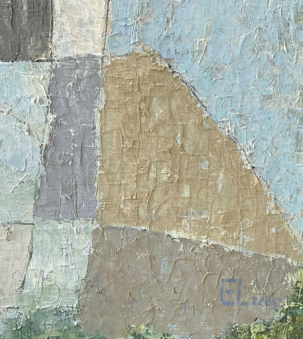 Grigiore dell'amore - XXI secolo, Pittura ad olio contemporanea, Astrazione geometrica in vendita 1