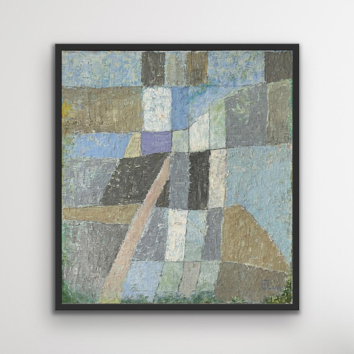 Grigiore dell'amore - XXI secolo, Pittura ad olio contemporanea, Astrazione geometrica in vendita 3