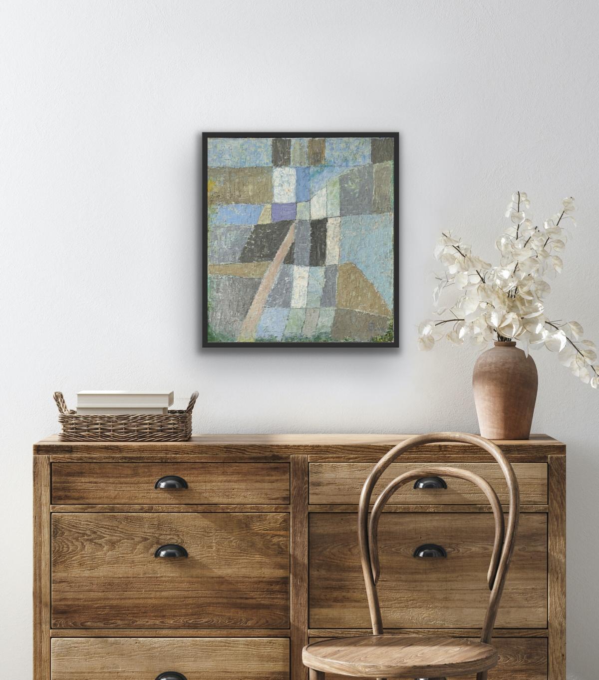 Grigiore dell'amore - XXI secolo, Pittura ad olio contemporanea, Astrazione geometrica in vendita 4
