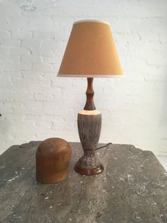 Ellis Pottery Sgraffito Ceramic and 'Walnut' Table Lamp Base Melbourne, 1950s