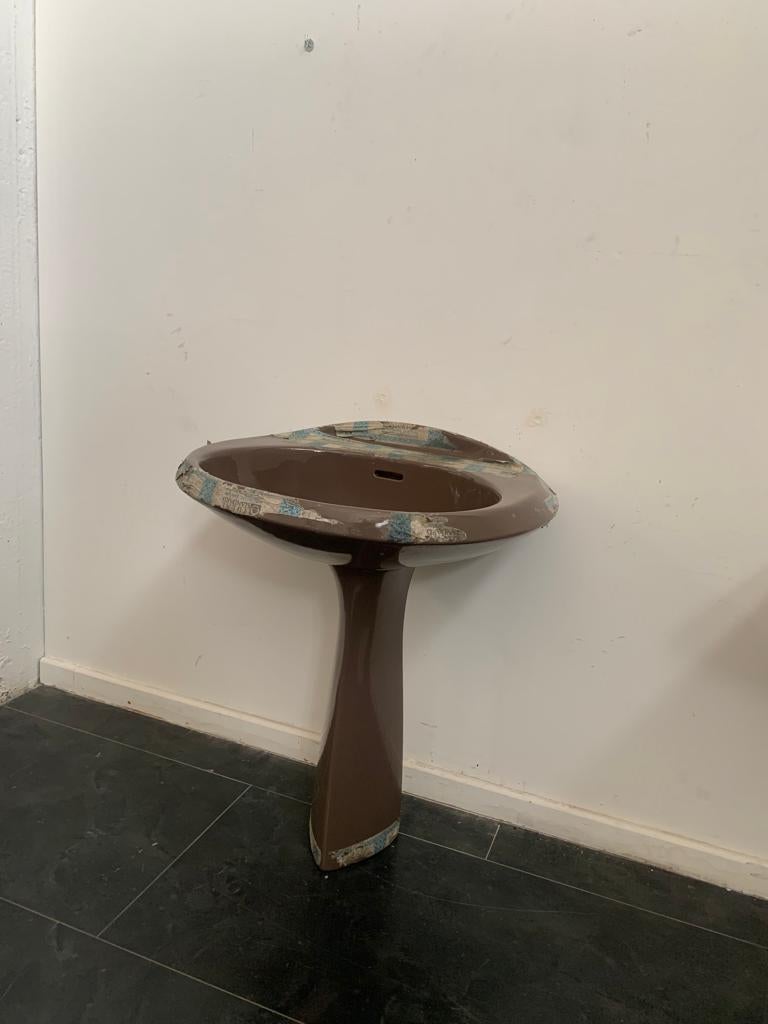 Late 20th Century Ellisse Brown Washbasin by Ideal Standard, 1970s For Sale