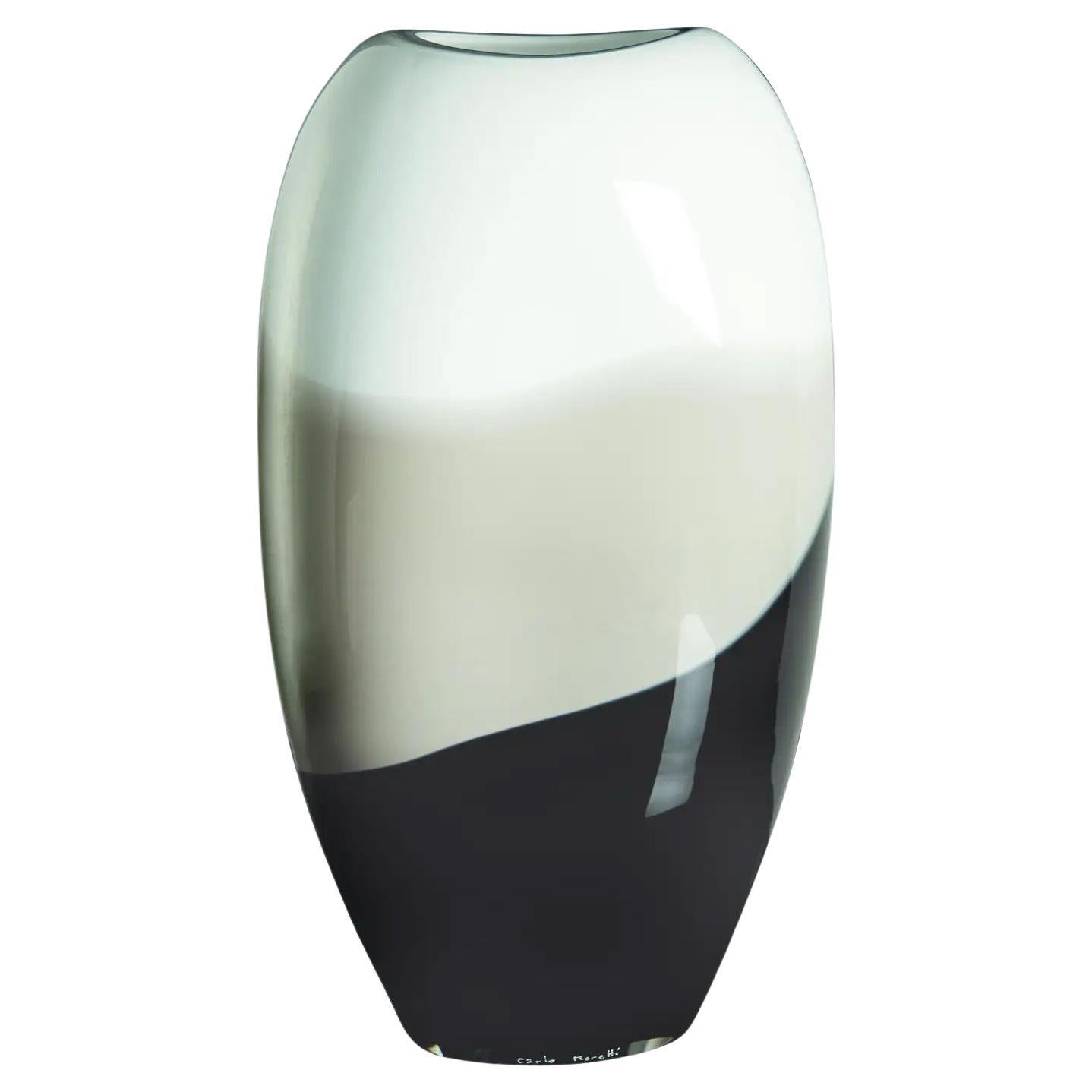 Large Ellisse Vase in White, Grey and Black by Carlo Moretti For Sale
